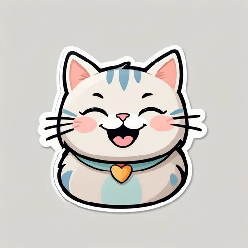 Prompt: Die-cut sticker, Cute
cat with large smile, character sticker, white background, illustration minimalism, vector, pastel colors