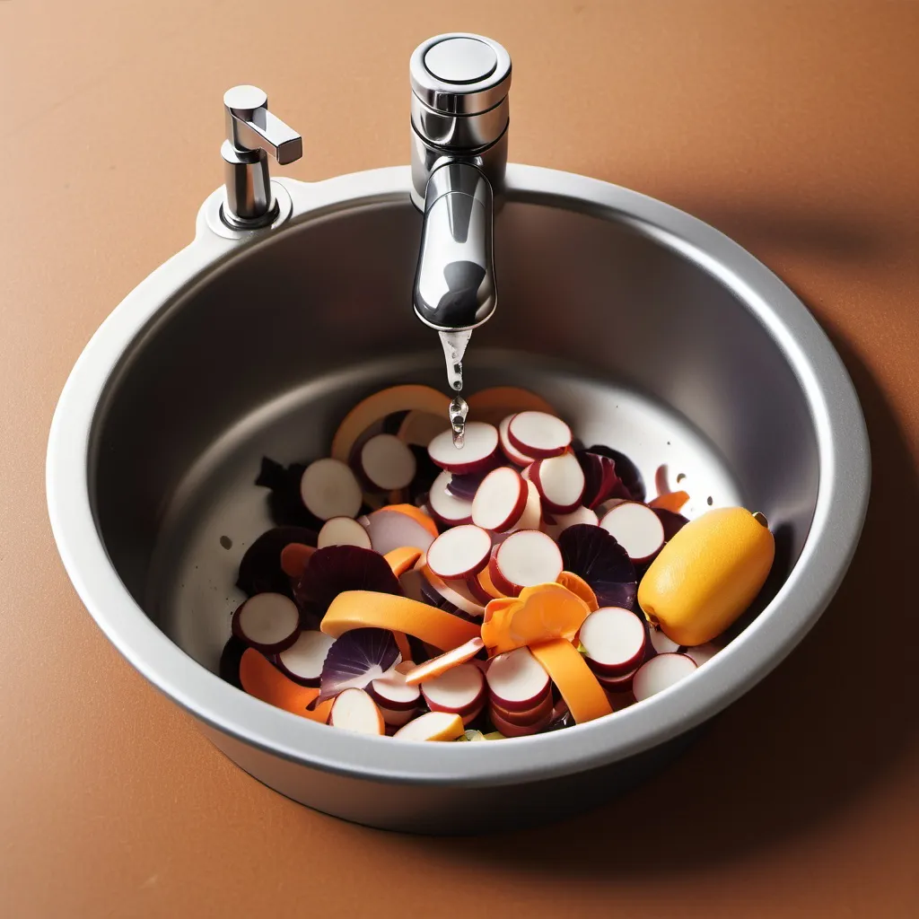 Prompt: Tiny pieces of food scraps in sink Clipart.
