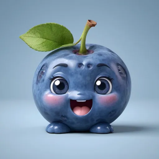Prompt: cute animated blueberry with face