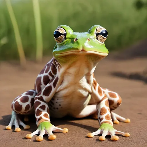 Prompt: A frog crossed with a giraffe