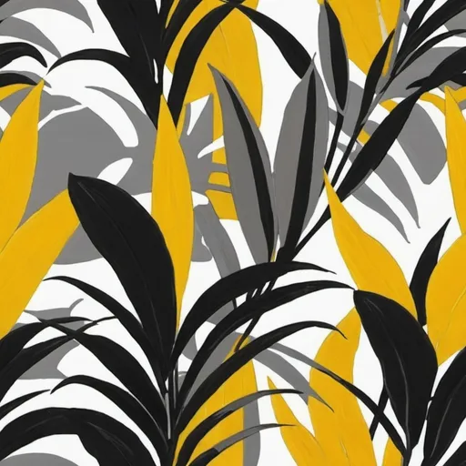 Prompt: dark yellow white, black, grey painting tropical plant
