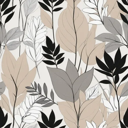 Prompt:  beige, white, black, grey drawing  plant