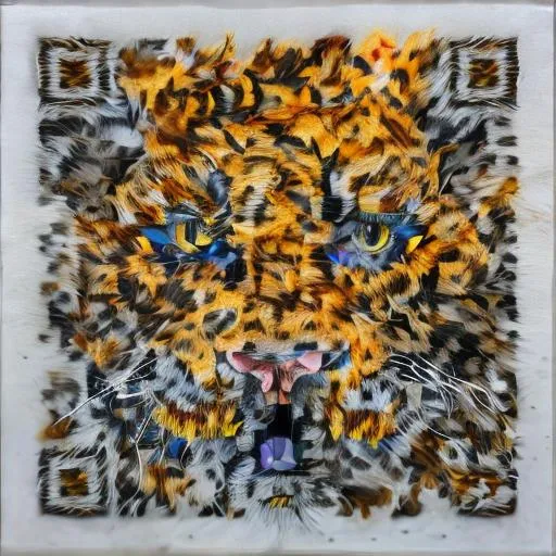 Prompt: Erin hunter, warrior tiger, realistic tiger, detailed fur, realistic realistic fur, eye, oil painting, anime, fullbody, forest background, shadows, jaguar fur, spotted tiger, calico, tortoiseshell, abyssian, tiger fur, serval fur, big domesticated tiger, pale fur, blonde fur, cream fur,