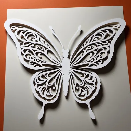 Prompt: buterfly cutting art on paper