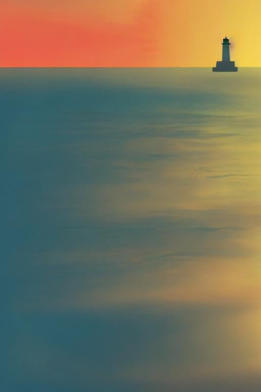 Prompt: Multiple layers of silhouette ocean, with silhouette of lighthouse, sharp edges, at sunset, with heavy fog in air, vector style, horizon silhouette Landscape wallpaper by Alena Aenami, firewatch game style, vector style background