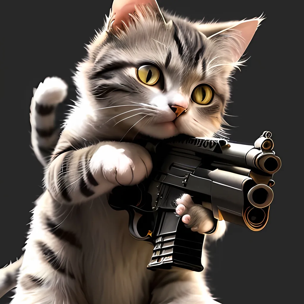 Prompt: cat with gun