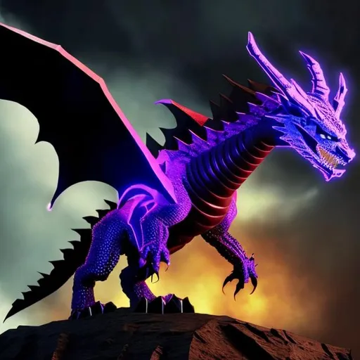 Prompt: The Ender Dragon ( Red and Black and really realistic) 