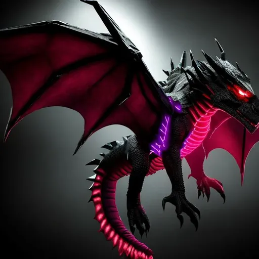 Prompt: The Ender Dragon ( Red and Black and realistic) 