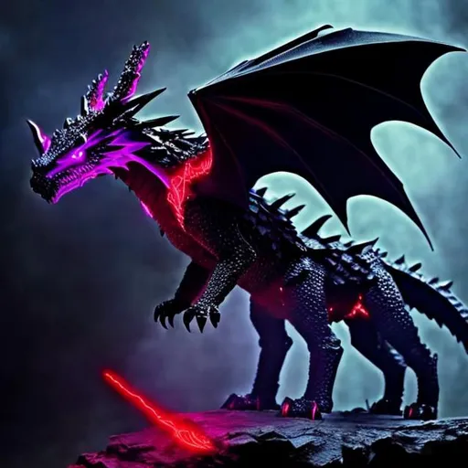 Prompt: The Ender Dragon ( Red and Black and really realistic) 