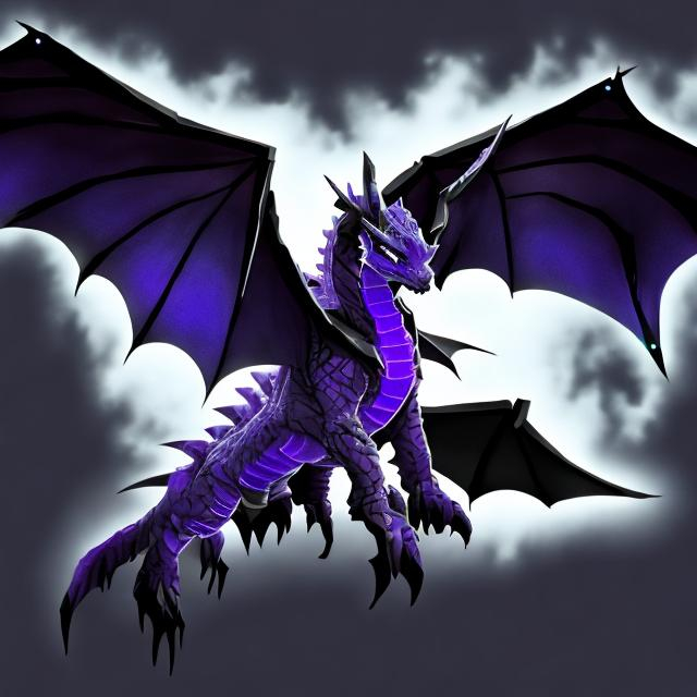 Prompt: The Ender Dragon white and Black 
