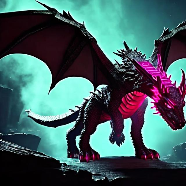 Prompt: The Ender Dragon ( Red and Black and really realistic) 