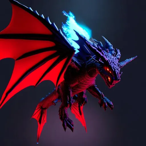 Prompt: The Ender Dragon ( Red and Black) 