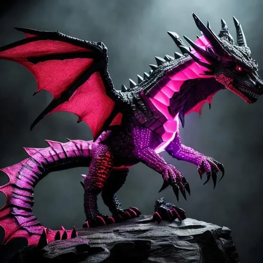 Prompt: The Ender Dragon ( Red and Black and really realistic) 