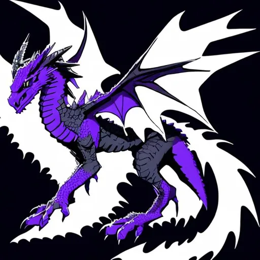 Prompt: The Ender Dragon white and Black 
