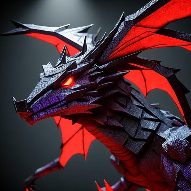Prompt: The Ender Dragon ( Red and Black and realistic) 