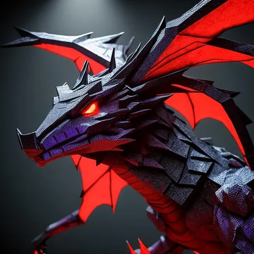 Prompt: The Ender Dragon ( Red and Black and realistic) 