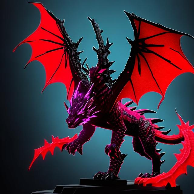 Prompt: The Ender Dragon ( Red and Black) 