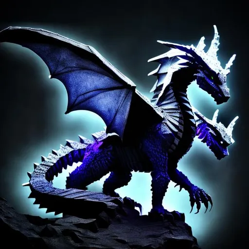 Prompt: The Ender Dragon ( white and Black and really realistic) 