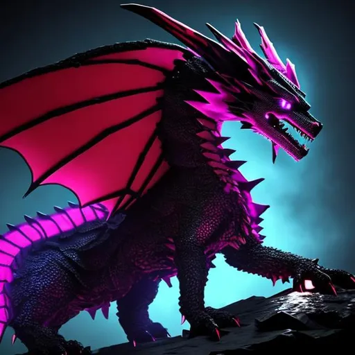 Prompt: The Ender Dragon ( Red and Black and really realistic) 