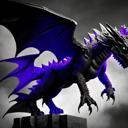 Prompt: The Ender Dragon ( white and Black and really realistic) 