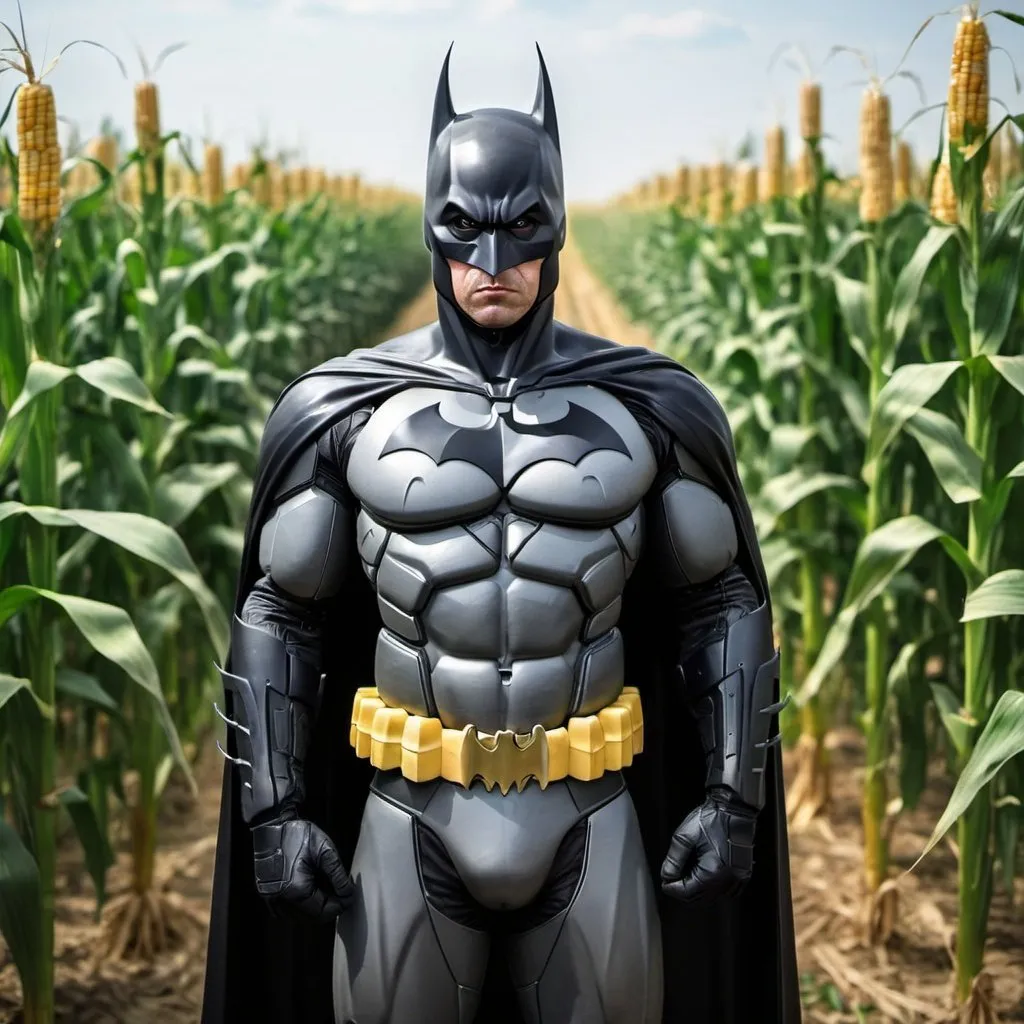 Prompt: Batman in a field of corn