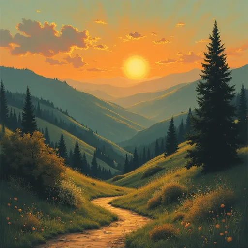 Prompt: Imagine if the hills had eyes  in original art style 
