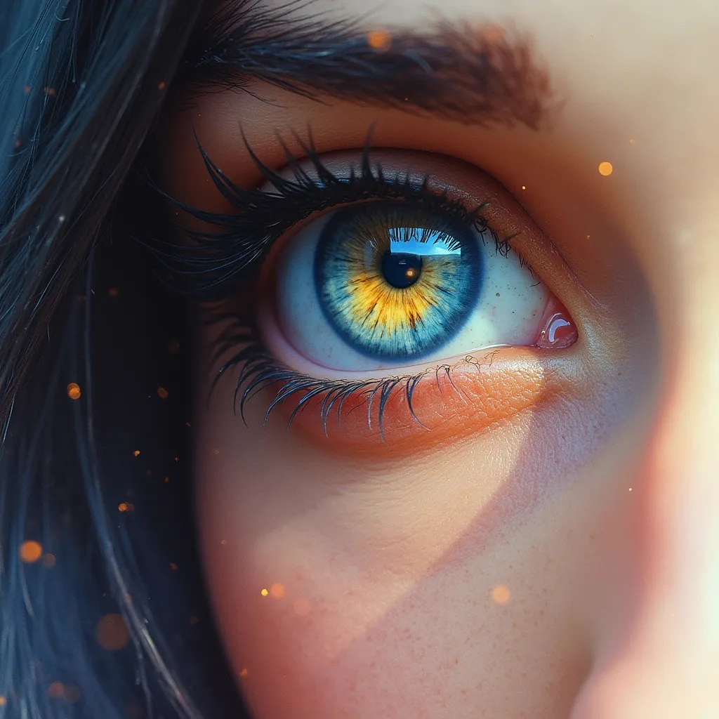 Prompt: Imagine a woman with the most captivating angel eyes in abstract art style 