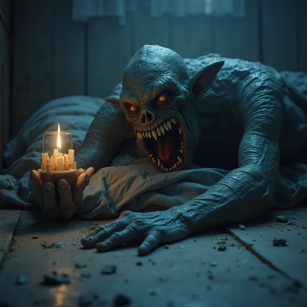 Prompt: Imagine a monster hiding under the bed