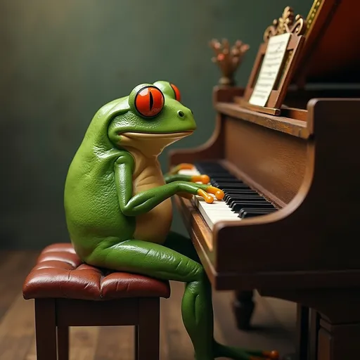 Prompt: Imagine a frog  playing piano 