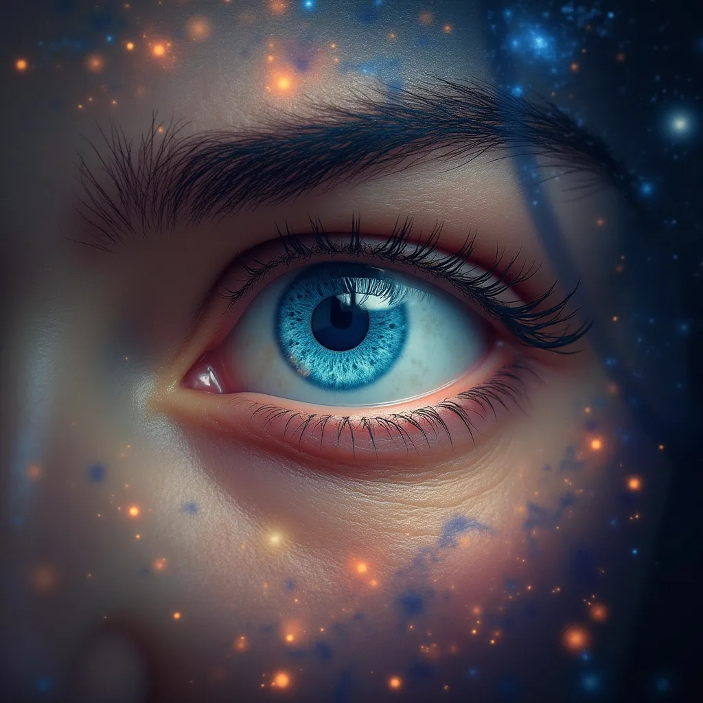 Prompt: Imagine looking into the universe and seeing an eye looking at you