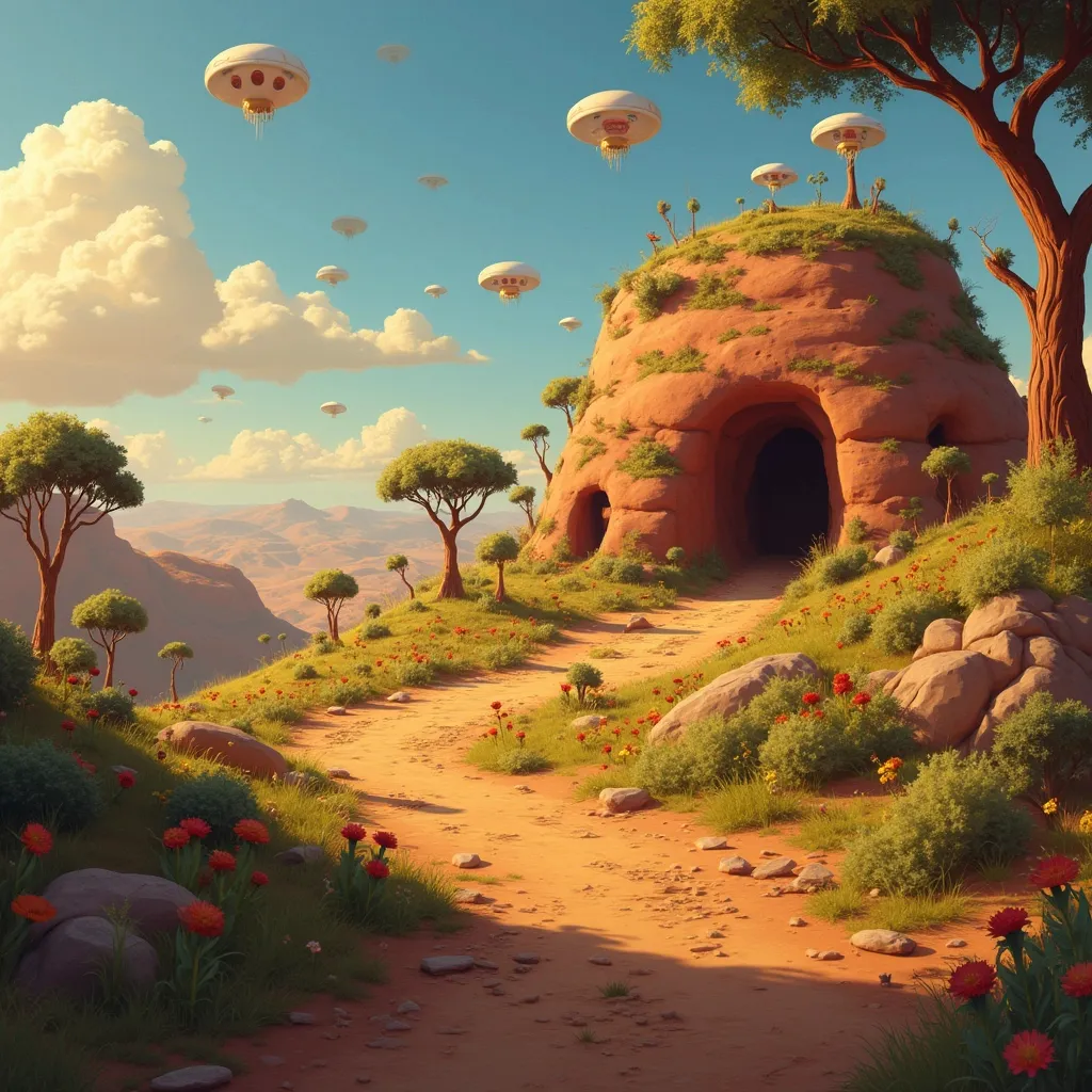 Prompt: Imagine if the hills had eyes  in Looney tunes style 