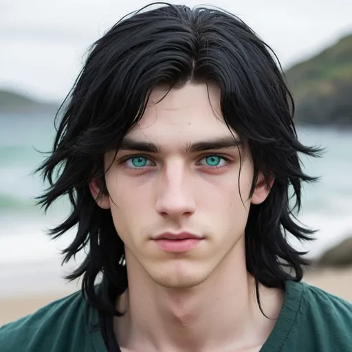 Prompt: Cryss, aged 18, has long blue black hair, pale skin and sea green eyes.  He has a few traumas in his past, but Love, Faith and Courage get him through it.  He is thinking about the girl he loves and is determined to protect her from all evil.