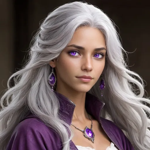 Prompt: Cranlaw has long, wavy silver hair, tan skin and vibrant purple eyes.  She is s Craela' s mother and very proud of her daughter.  However she worries about Craela and Armino coming to terms as they are both so similar.  Cranlaw loves Armino almost as much as she loves her children and that says a lot.