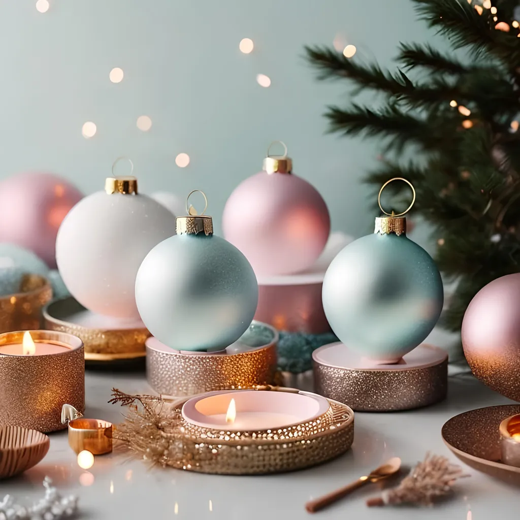 Prompt: Certainly, here's a comprehensive prompt for creating a similar product mock-up:

"Create a boho aesthetic cozy product mock-up for a round ceramic Christmas ornament. It should be positioned aesthetically against a mystical ethereal background of ai generative smoke clouds in soft pinks and powder blues fairy lights, soft  snow fall sparkles, 

The blank off white ornament   should be the main focus of the image, as it's the key product. 

For the background, use a softly blurred setting that suggests a cozy indoor environment. It could be a living room or a kitchen, with subtle elements like a book, a warm blanket, or breakfast items to add depth to the scene.

The lighting should be soft and diffused, suggesting early morning sunlight filtering through a window. This will lend a dreamy and calm atmosphere to the scene, enhancing the overall aesthetic appeal.

Finally, use a soft, muted color palette with warm tones to enhance the overall cozy feel of the image. The colors should complement the product, drawing the viewer's attention towards the mug.

Remember to use stable diffusion to create a realistic and appealing lighting effect, and to carefully balance all the elements to create a harmonious and inviting image."