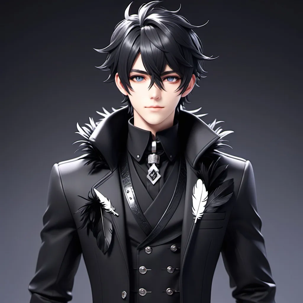 Prompt: male vtuber model feather all black