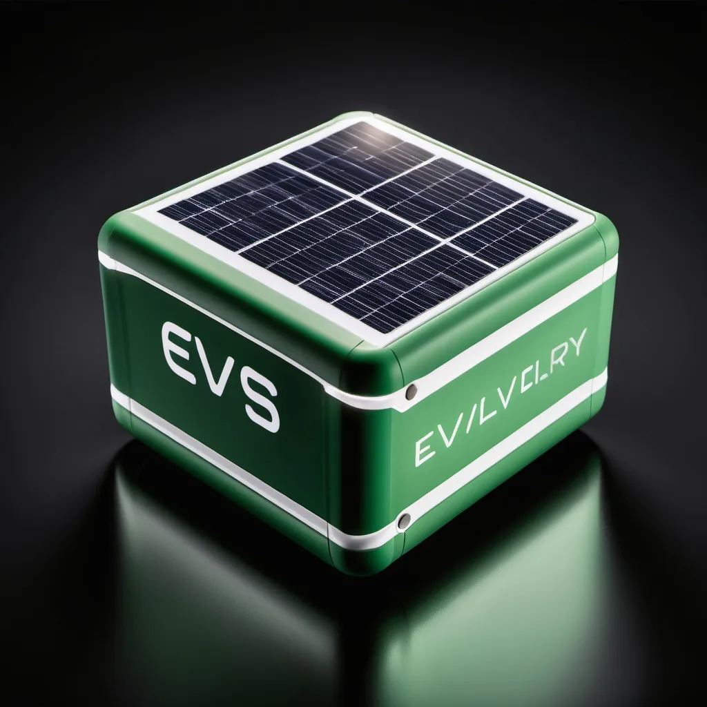 Prompt: EVs, solar powered, portable battery logo with green and white colour emphasising sustainability