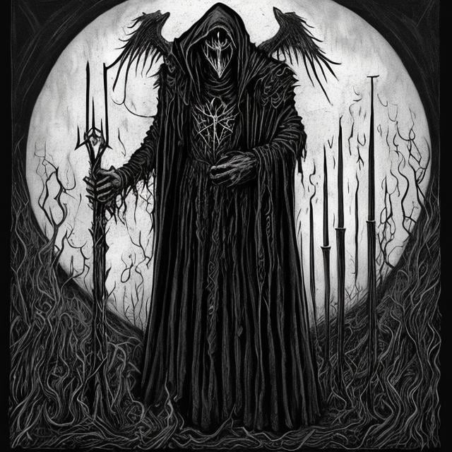 Prompt: Dark doctor in a black metal funeral 