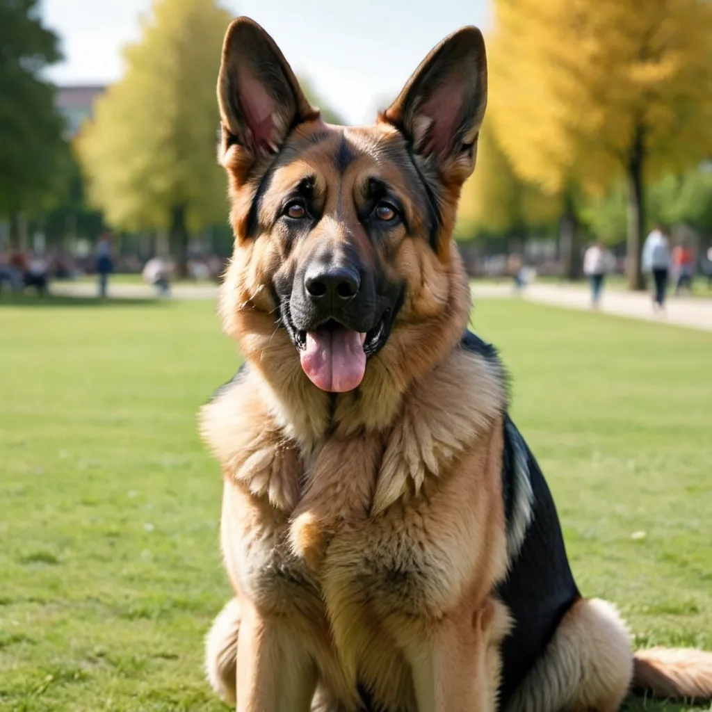 Prompt: generate an image of a german shepherd dog in a park