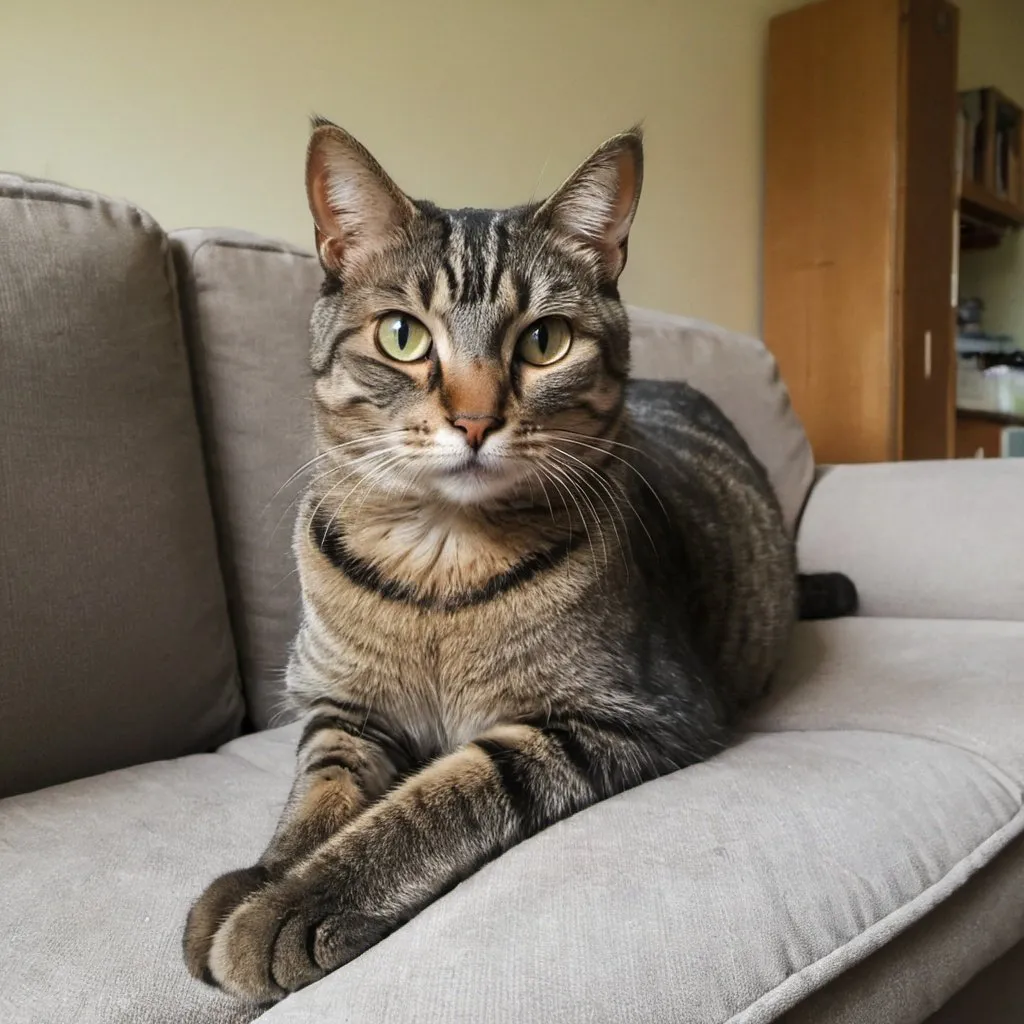 Prompt: cat sitting on da sofa fo today
