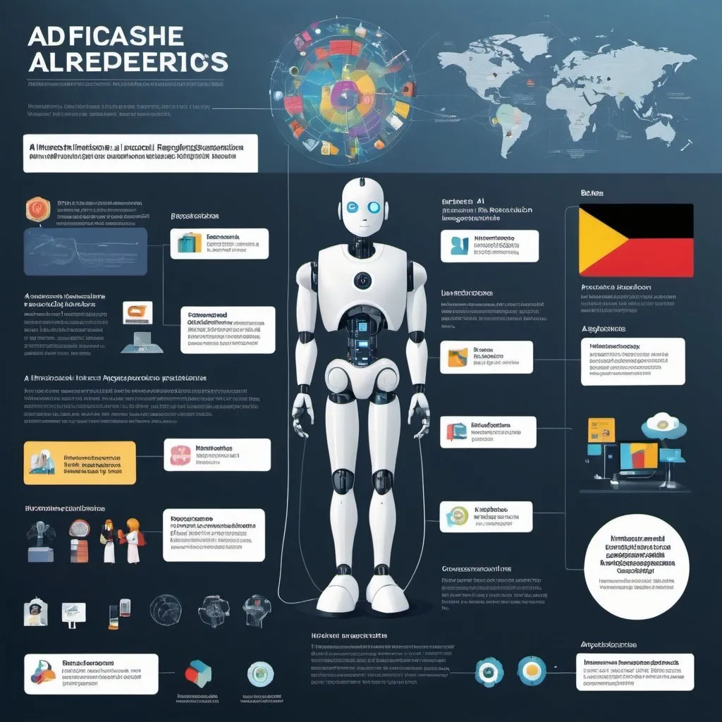 Prompt: Infographic of various AI applications and websites, historical significance, ready-to-use AI applications, visual representations of AI websites, informative and engaging, diverse AI applications, concise historical context, modern design, high quality, informative, diverse, engaging visuals, concise history, modern, professional design berbahasa indonesia