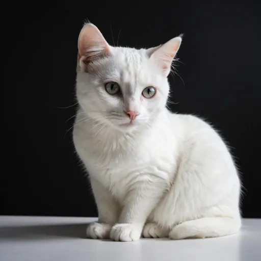 Prompt: gatto bianco sul tavolo  nero