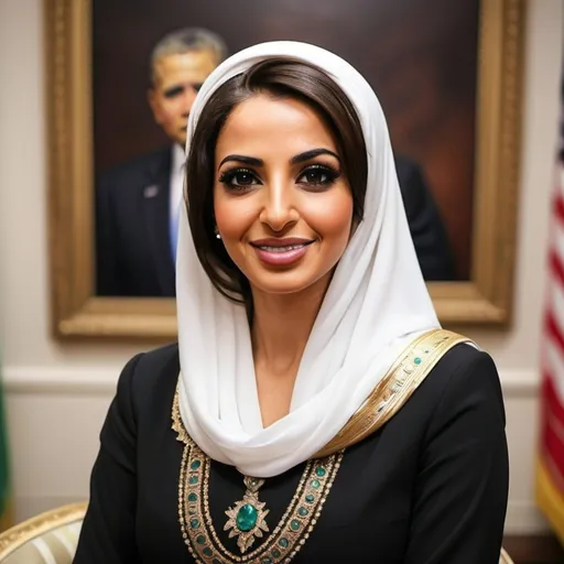 Prompt: beautiful arab woman, us president