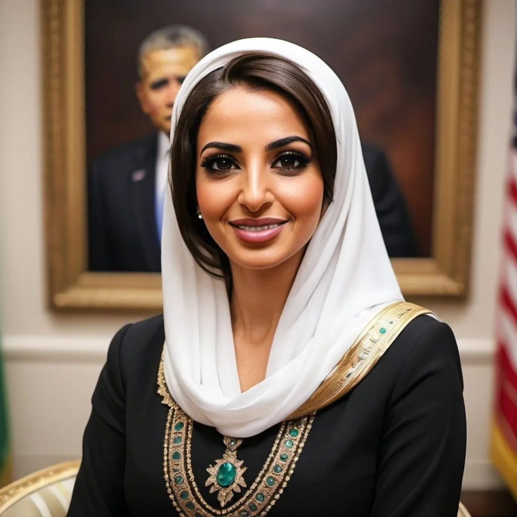 Prompt: beautiful arab woman, us president