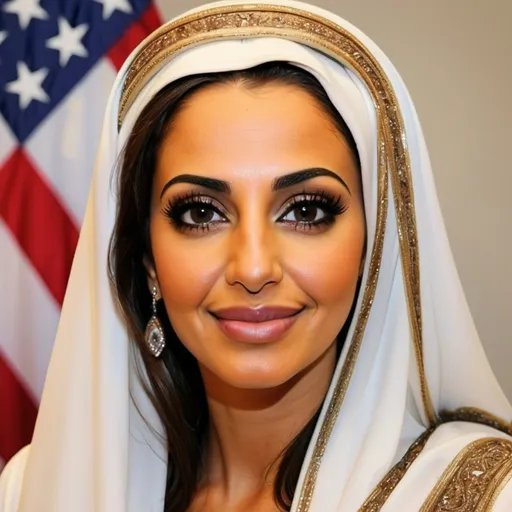 Prompt: beautiful arab woman, us president