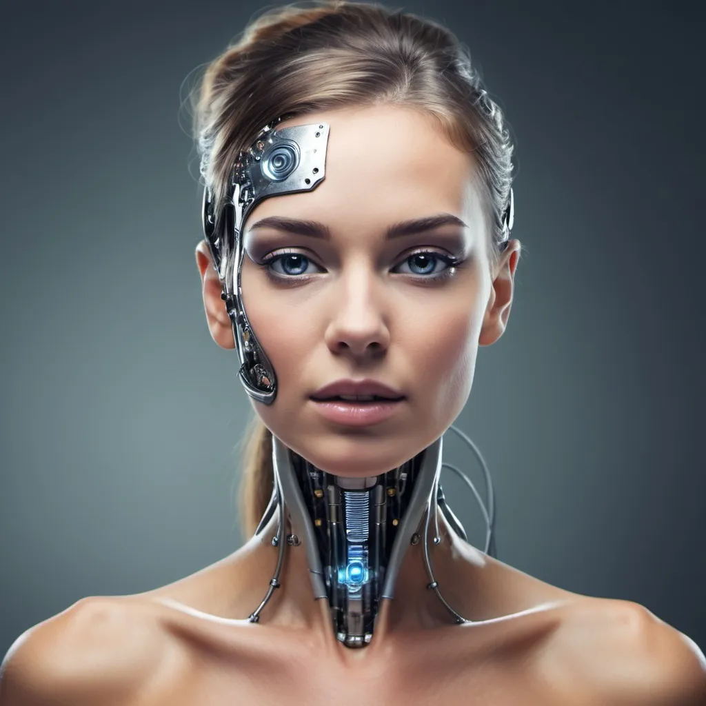 Prompt: beautiful woman being turned into a cyborg