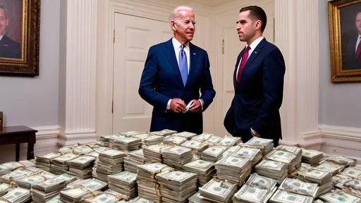 Prompt: Joe biden and hunter biden standing over a pile of money and drugs make it look like it's a hidden camera picture from a camera