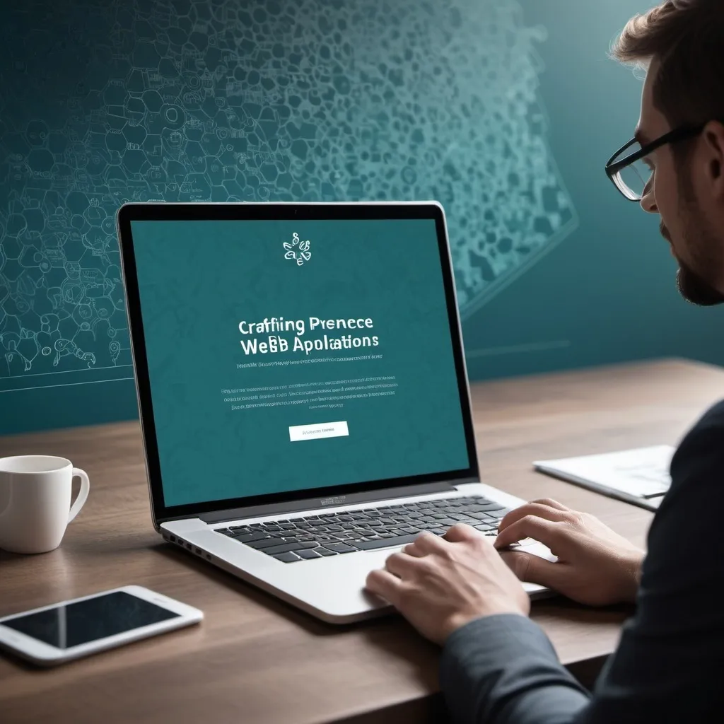 Prompt: Style: Modern, minimalist, professional. Use a color palette that conveys trust and expertise (e.g., blues, greens, or grays).
Composition: Focus on a central visual element representing custom web application development. This could be:
A stylized code snippet or a web browser window showcasing a unique interface.
A metaphorical image representing the concept of building tailored solutions (e.g., a craftsman crafting a key, a puzzle piece fitting perfectly, or a blueprint coming to life).
A person using a custom web application on a laptop or mobile device, highlighting ease of use.
Text: Include a concise and impactful message, such as:
"Crafting Web Solutions That Fit Your Business Perfectly."
"Custom Web Applications: Empowering Your Digital Presence."
"Tailored Technology for Unmatched Results."
Additional elements: Consider adding subtle details to enhance the visual appeal:
Geometric shapes or lines to create a sense of structure and order.
A subtle background texture or pattern for added depth.
A company logo or watermark (if applicable).