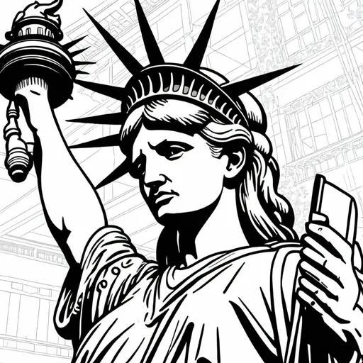 Prompt: the statute of liberty  for an adult coloring book
