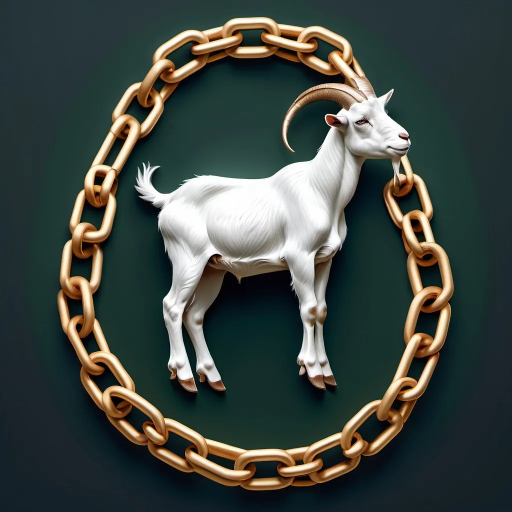 Prompt: Design a chain where the links of the chain are goats rather than your typical link