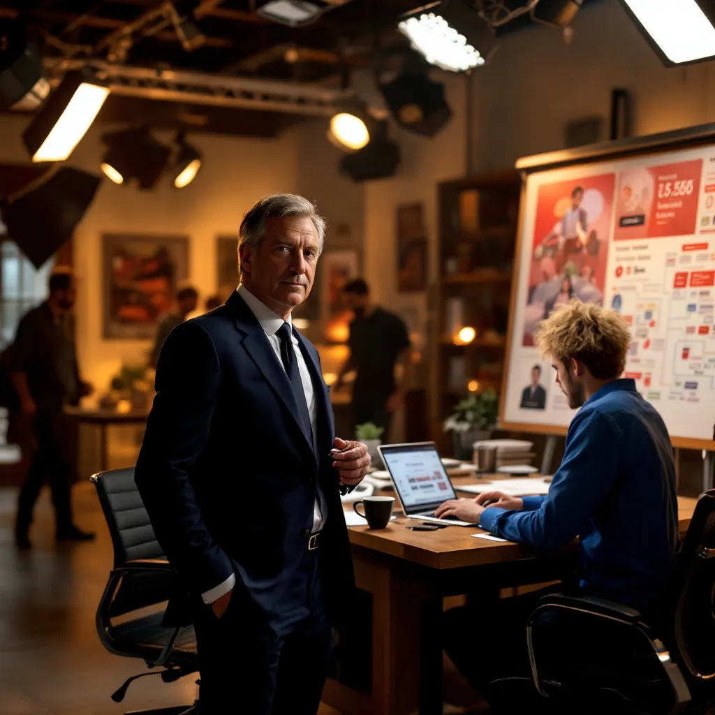Prompt: generate image about marketing and production with cinematic look from tv